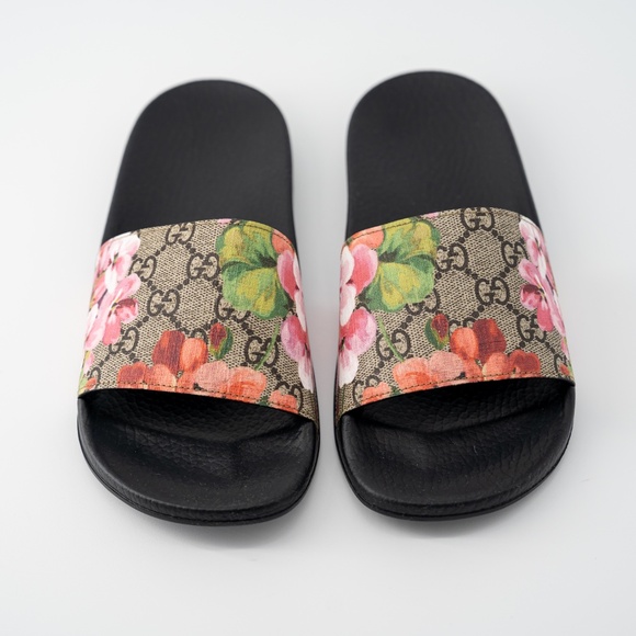 size 37G - Gucci Floral Bloom Slides GG Logo Supreme Pursuit Rubber - Picture 3 of 8